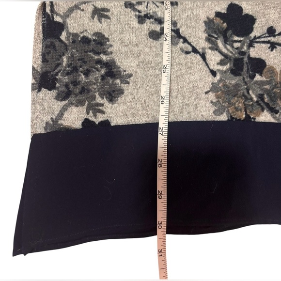 Westport Gray & Navy Floral Tunic Top with Asymmetrical Hem - Picture 10 of 10
